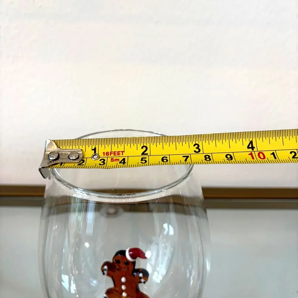 Gingerbread Man Stemless Wine Glass 3D Festive Holiday Barware NEW